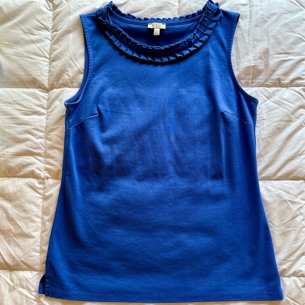 Talbots Sleeveless Top with Ruffle Neckline
